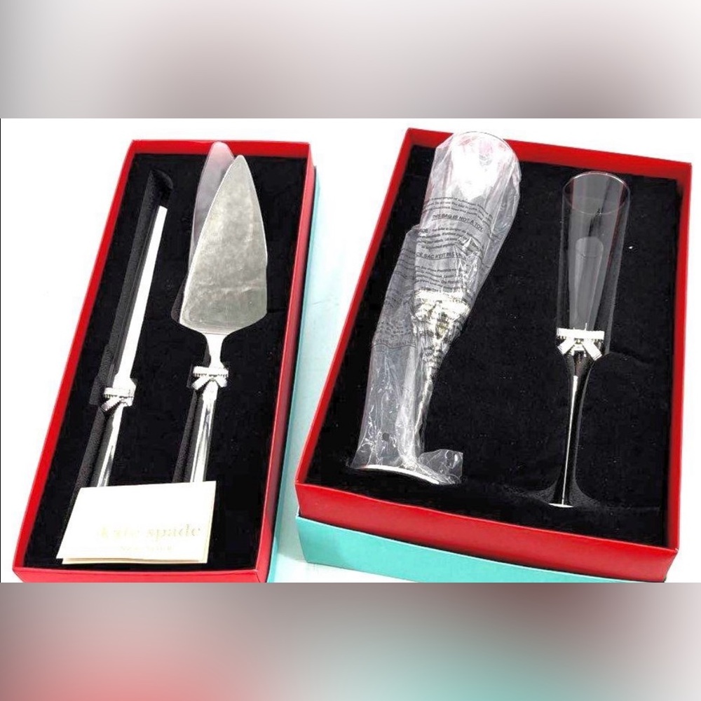 Kate Spade Grace Avenue Silver Champagne Flute Set